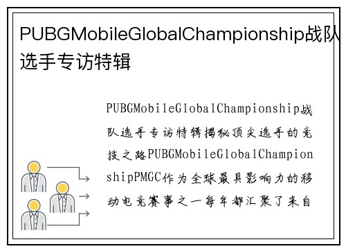 PUBGMobileGlobalChampionship战队选手专访特辑